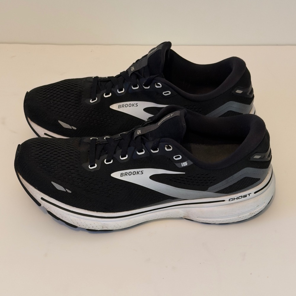 Brooks Ghost 15 Womens Running Shoes Black White Silver 1203801B012 Size 10 B - Picture 3 of 6